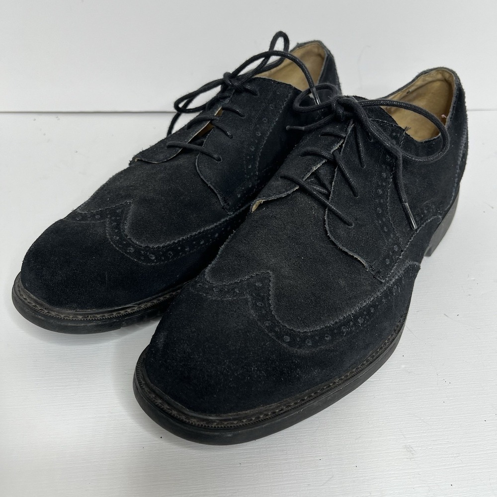 Cole Haan Mens Wingtip Oxfords Size 10.5 M Black Suede Leather Dressy Peppy